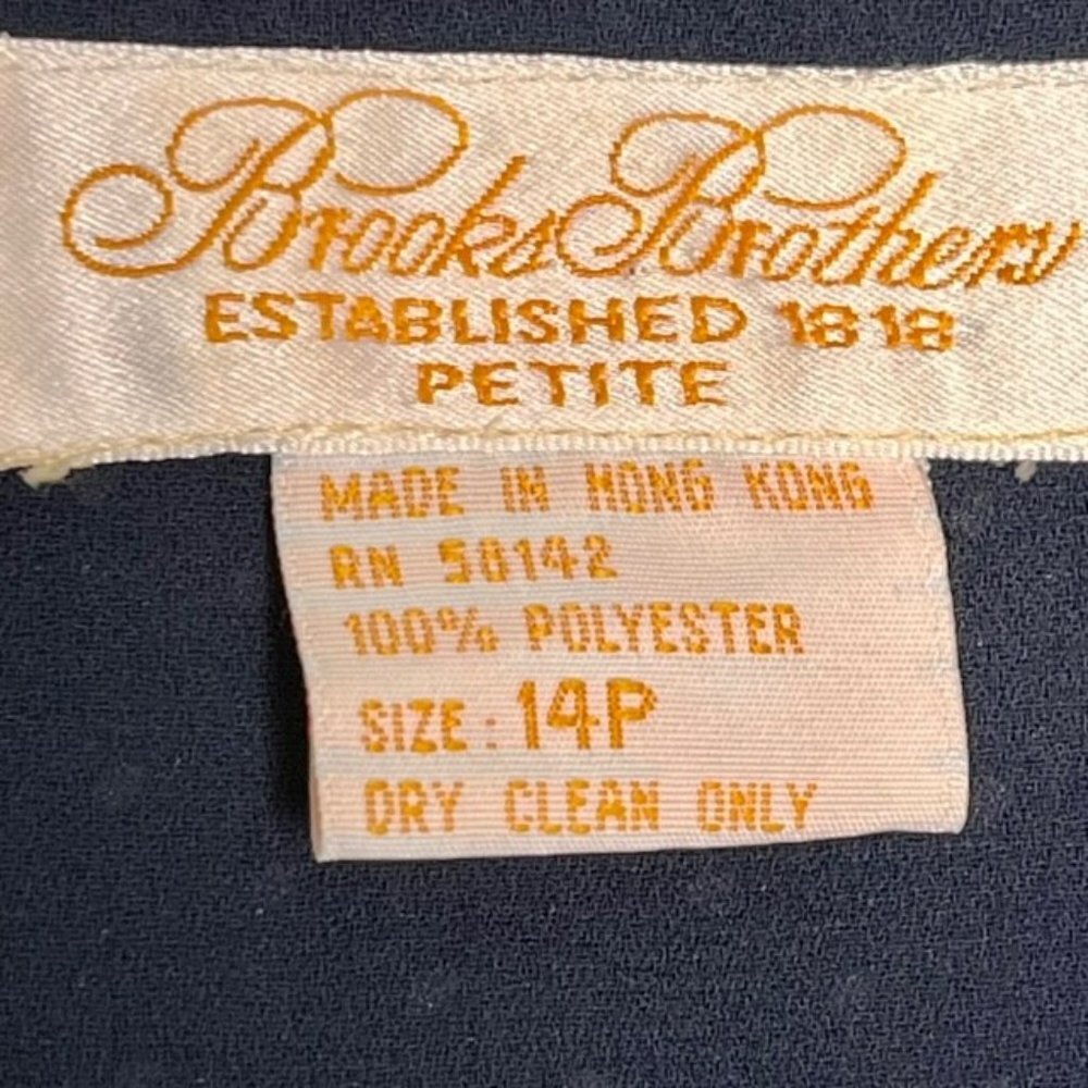 Brooks Brothers Dotted Belted Button Up Shirtwaist Dress - Navy/White - 14P - Picture 10 of 10